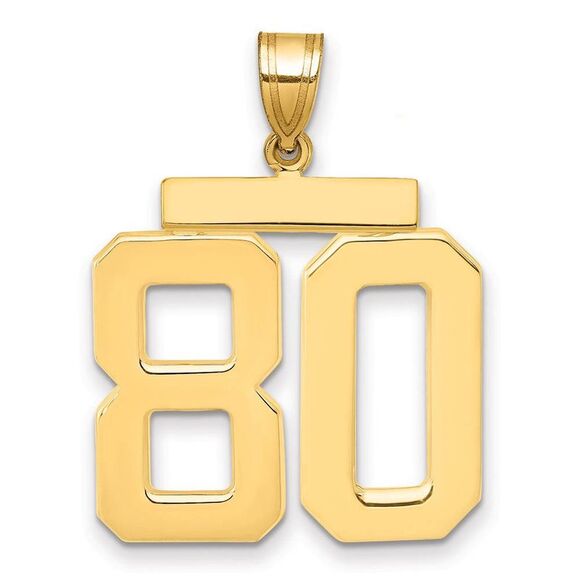 14k Yellow Gold Athletic Collection Large Polished Number 80 Pendant